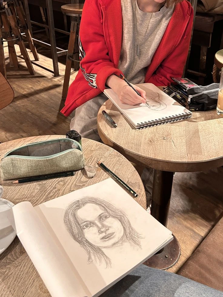 Cuadernos con bocetos a lápiz