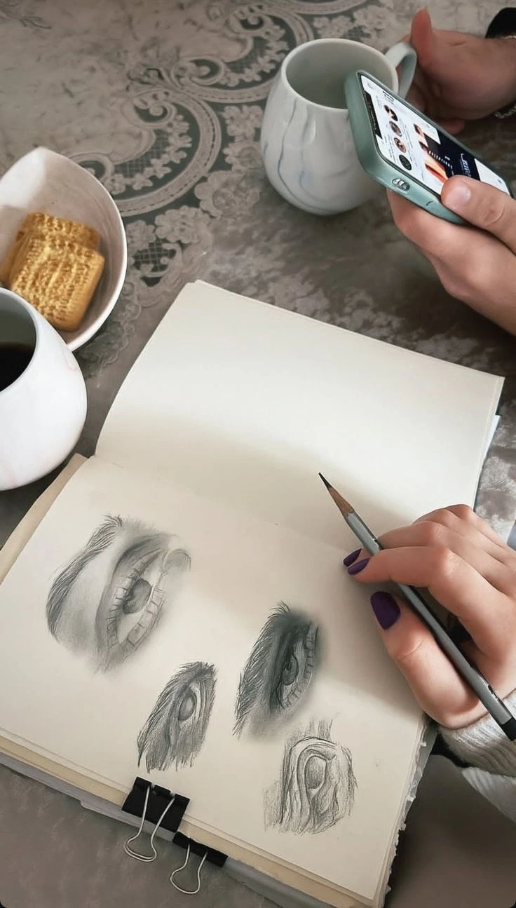 Persona dibujando un retrato